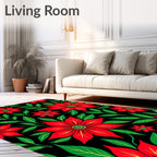 Bold Red Floral Vine Garden Rug