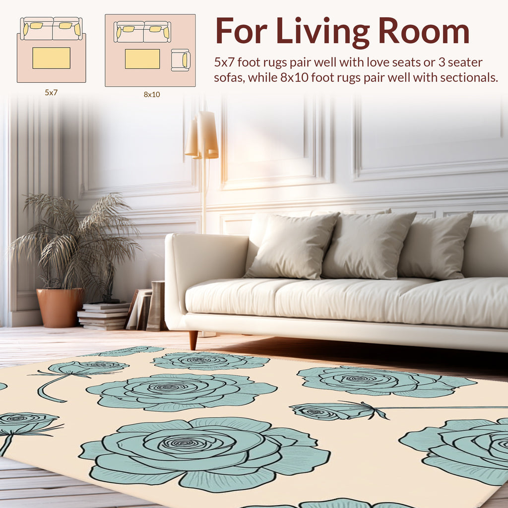 Dusty Rose Floral Pattern Rug
