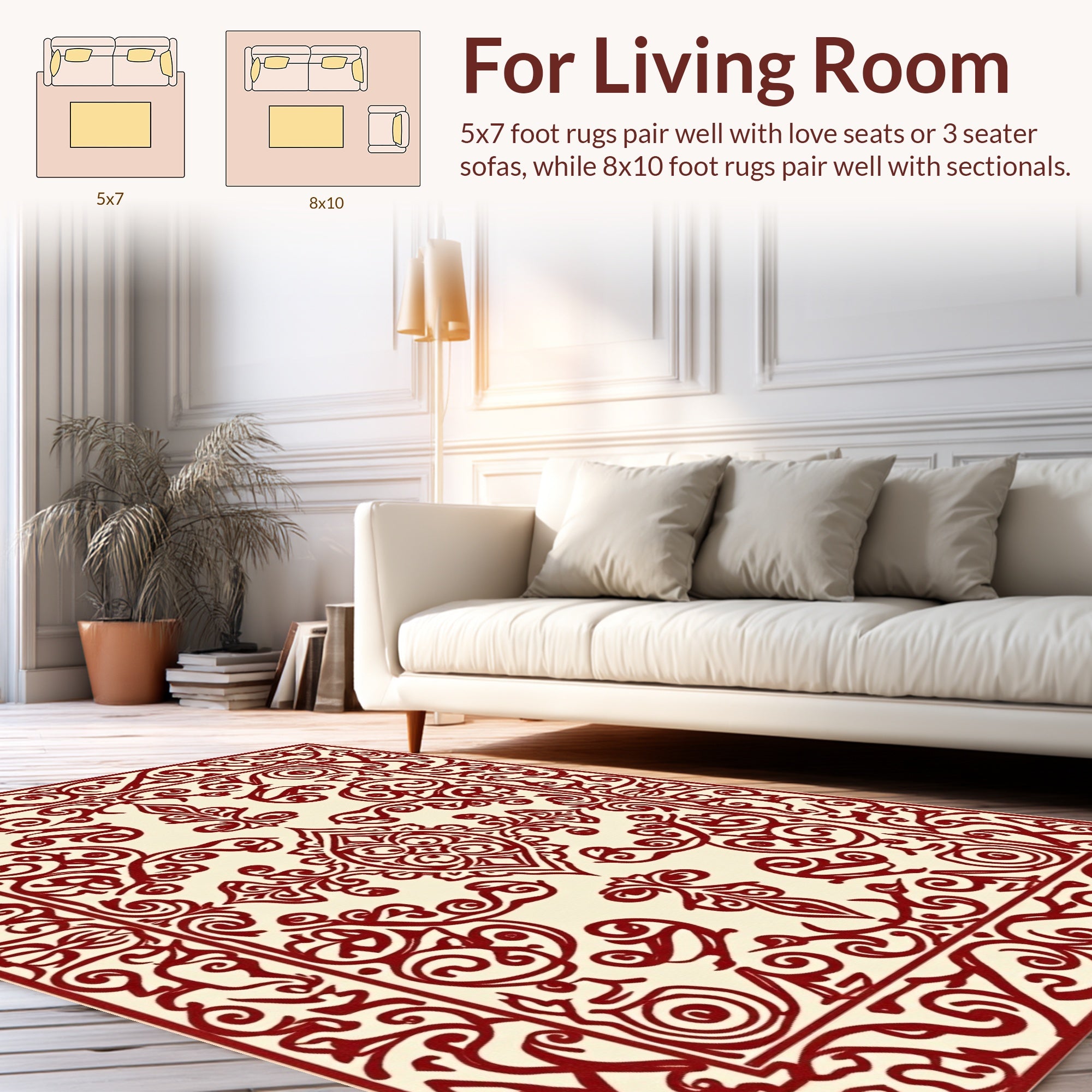 Intricate Swirls Cream Garnet Intricate Rug