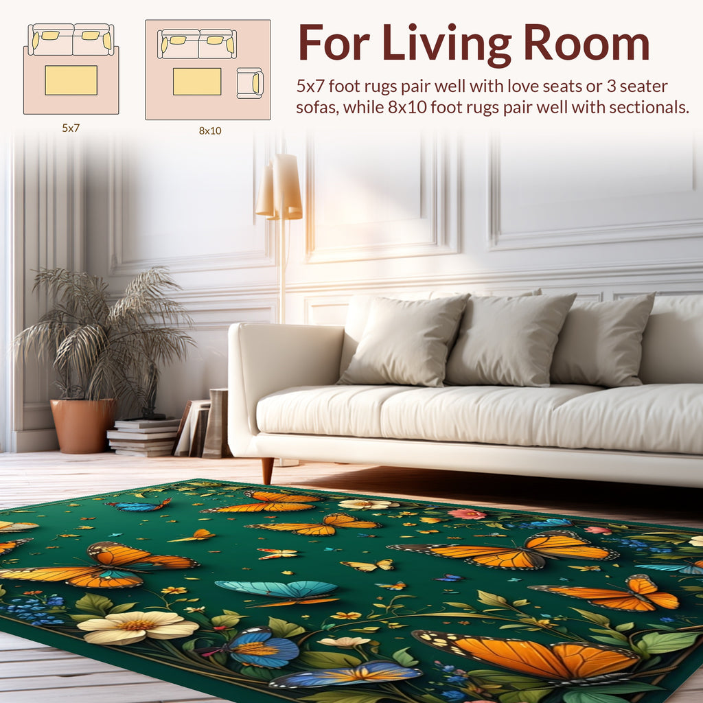 Fluttering Butterfly Garden Design Elements Rug