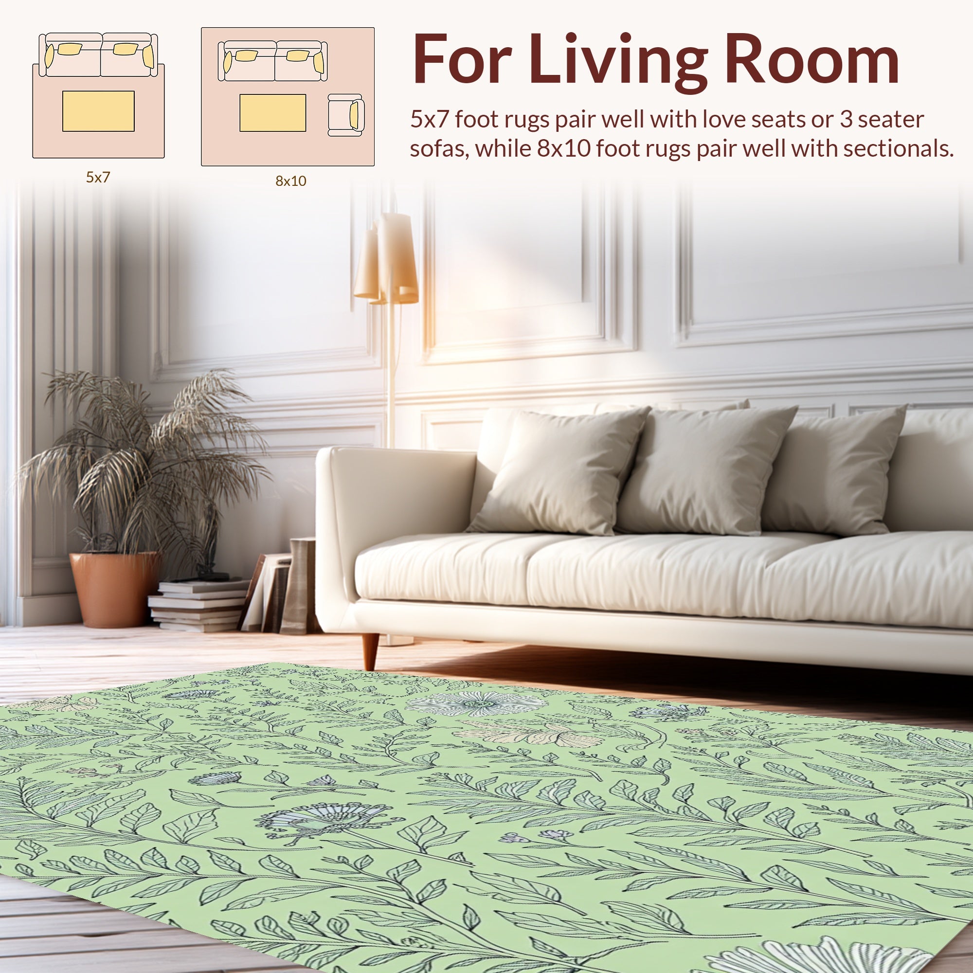 Delicate Botanical Print All-Over Design Rug