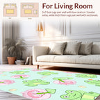 Cute Frogs and Flowers Pattern Rug
