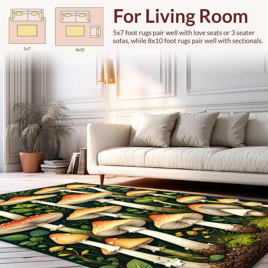 Enchanted Forest Mushroom Pattern Rug
