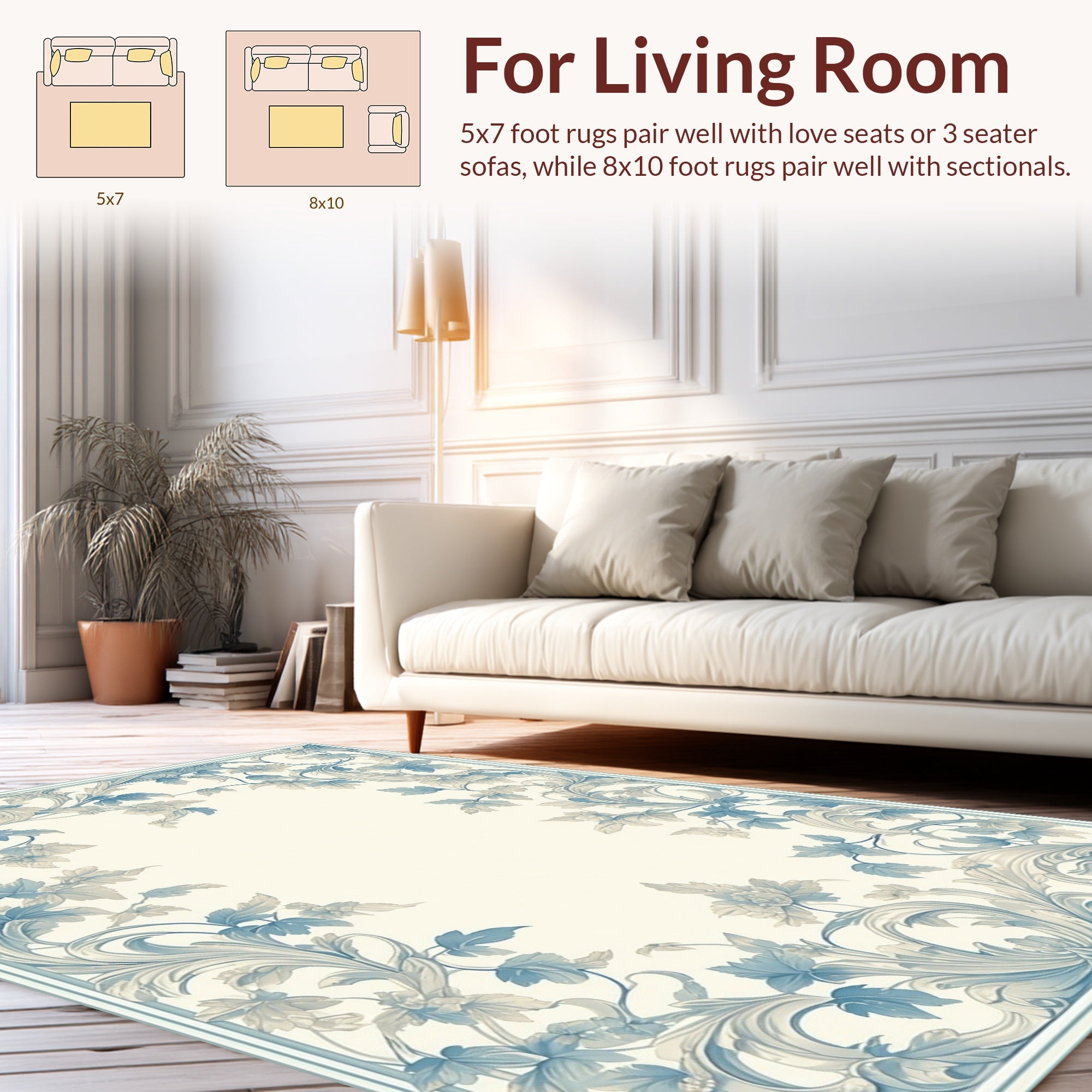 Classic Floral Scrollwork Vine Design Rug
