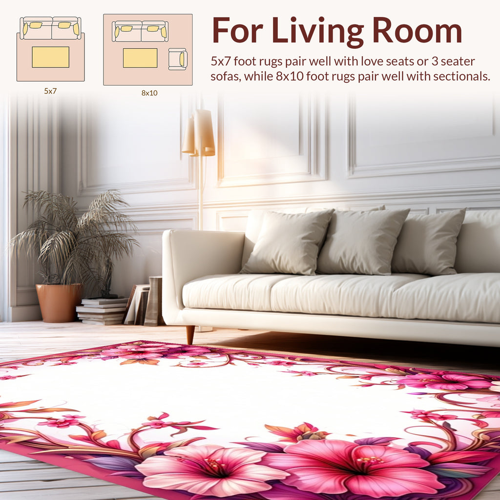 Ornate Floral Vine Border Design Rug