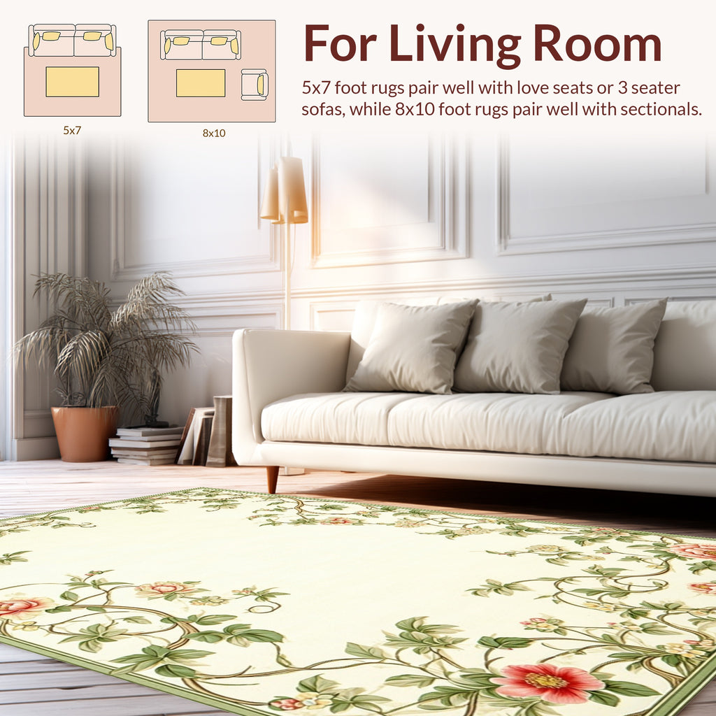 Vibrant Floral Vine Motif Rug