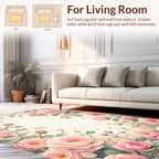Pink Garden Rose Floral Pattern Rug