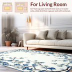 Classic White and Blue Floral Vine Rug