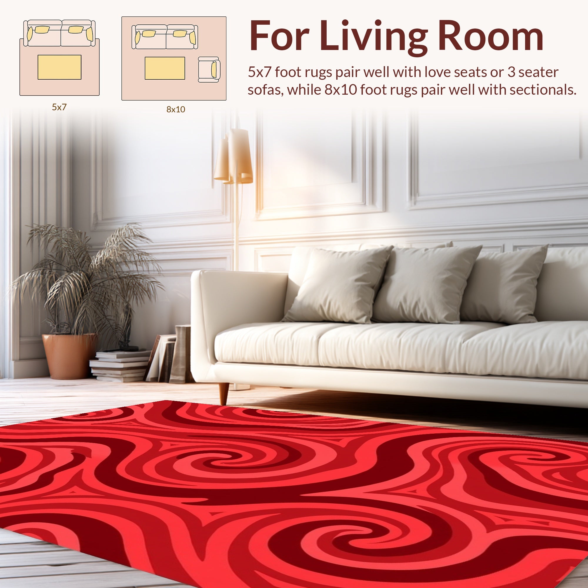 Red Swirling Abstract Pattern Rug