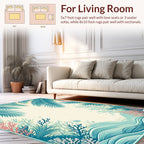 Tropical Palm Fronds and Coral Reef Design Rug