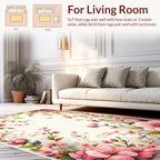 Soft Pink Floral Branches Design Rug
