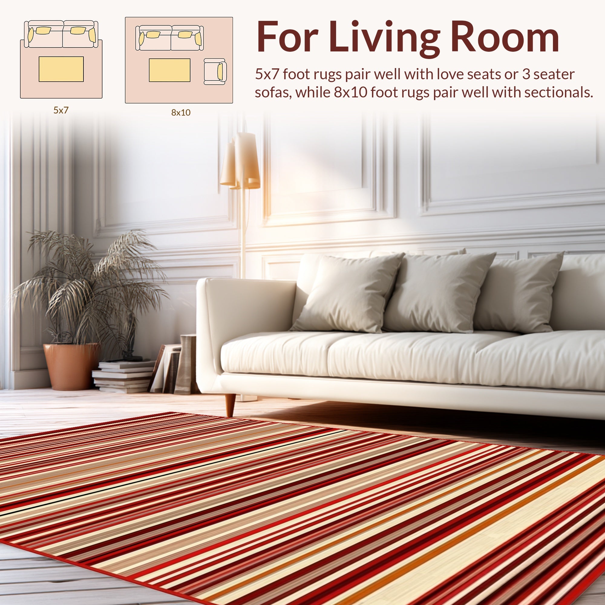 Warm Red Striped Pattern Design Rug