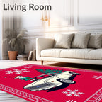 Christmas Elf with Truck Tree Snowflakes Rug
