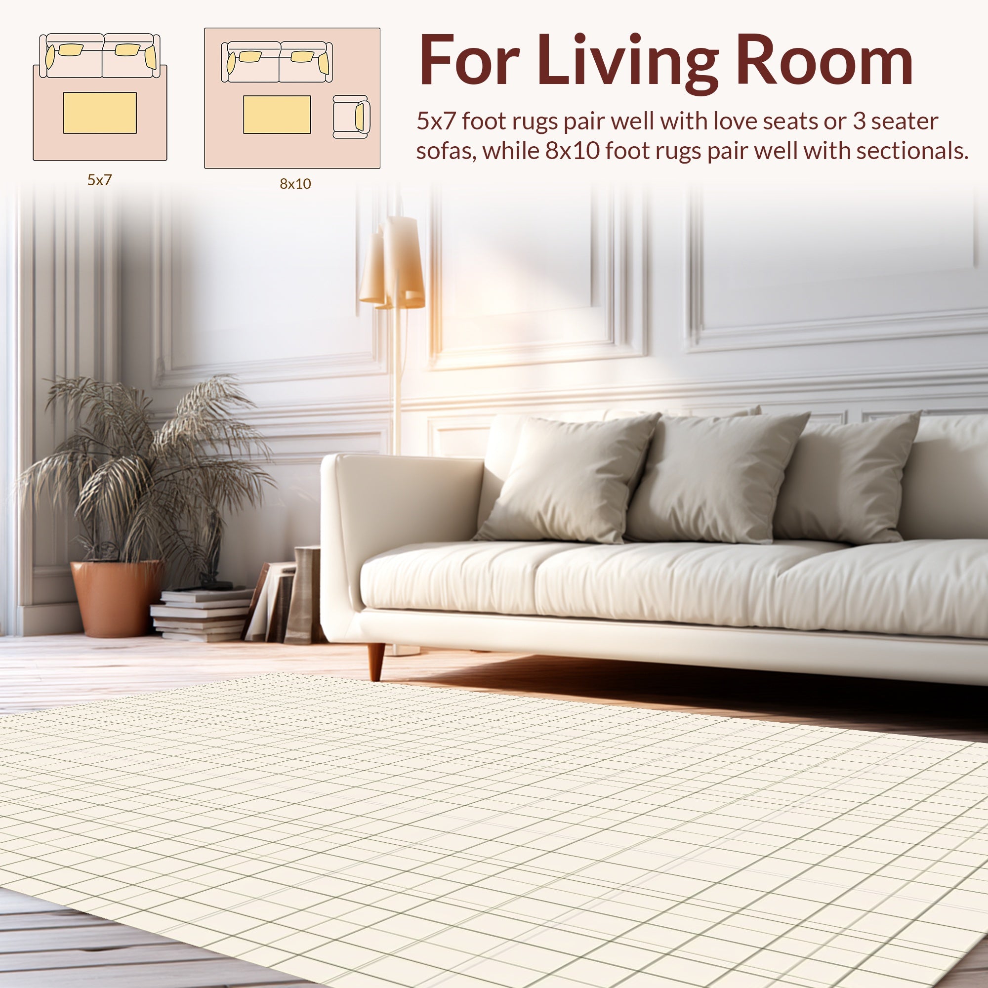 Classic Checked Grid Pattern Rug