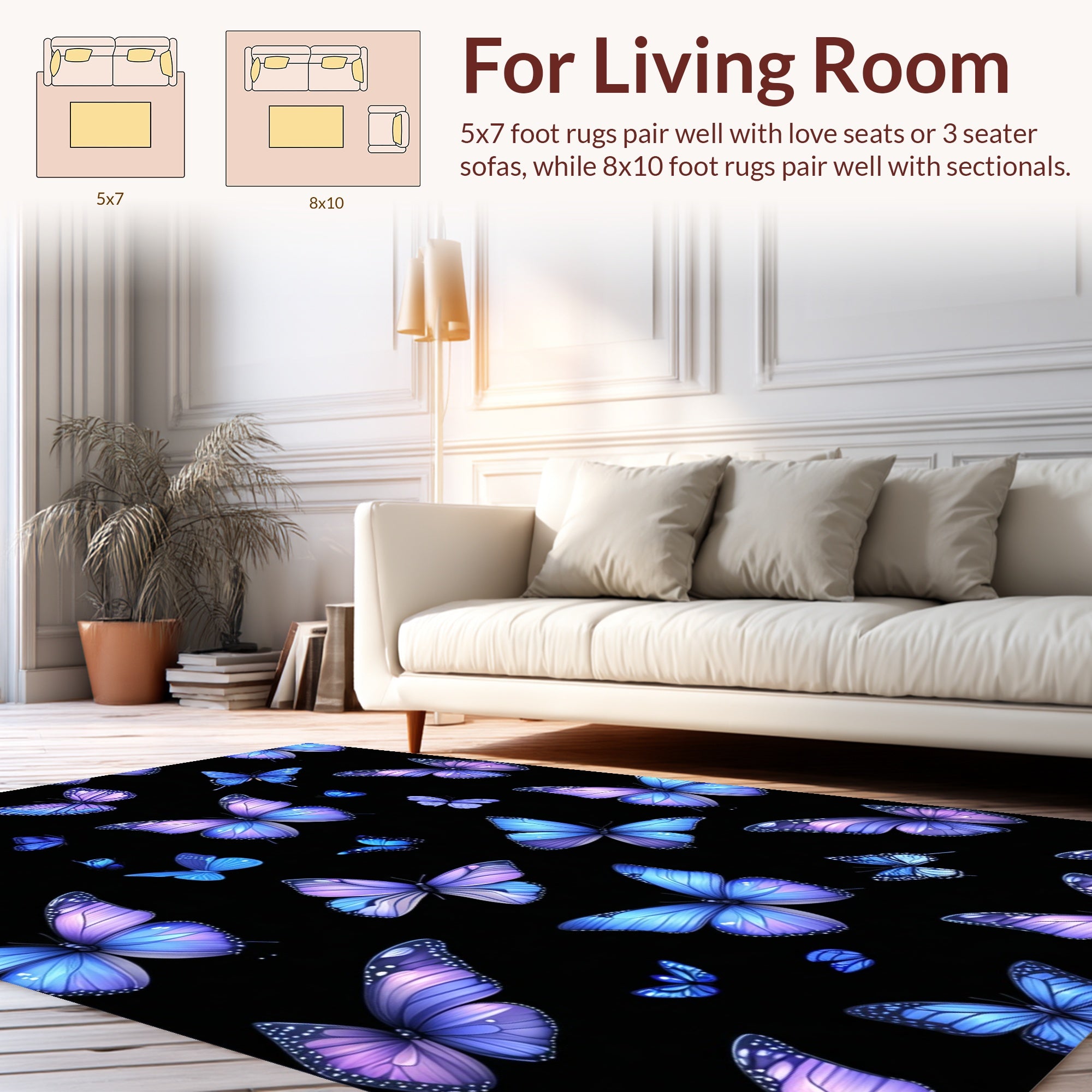 Enchanting Butterfly Pattern Design Rug