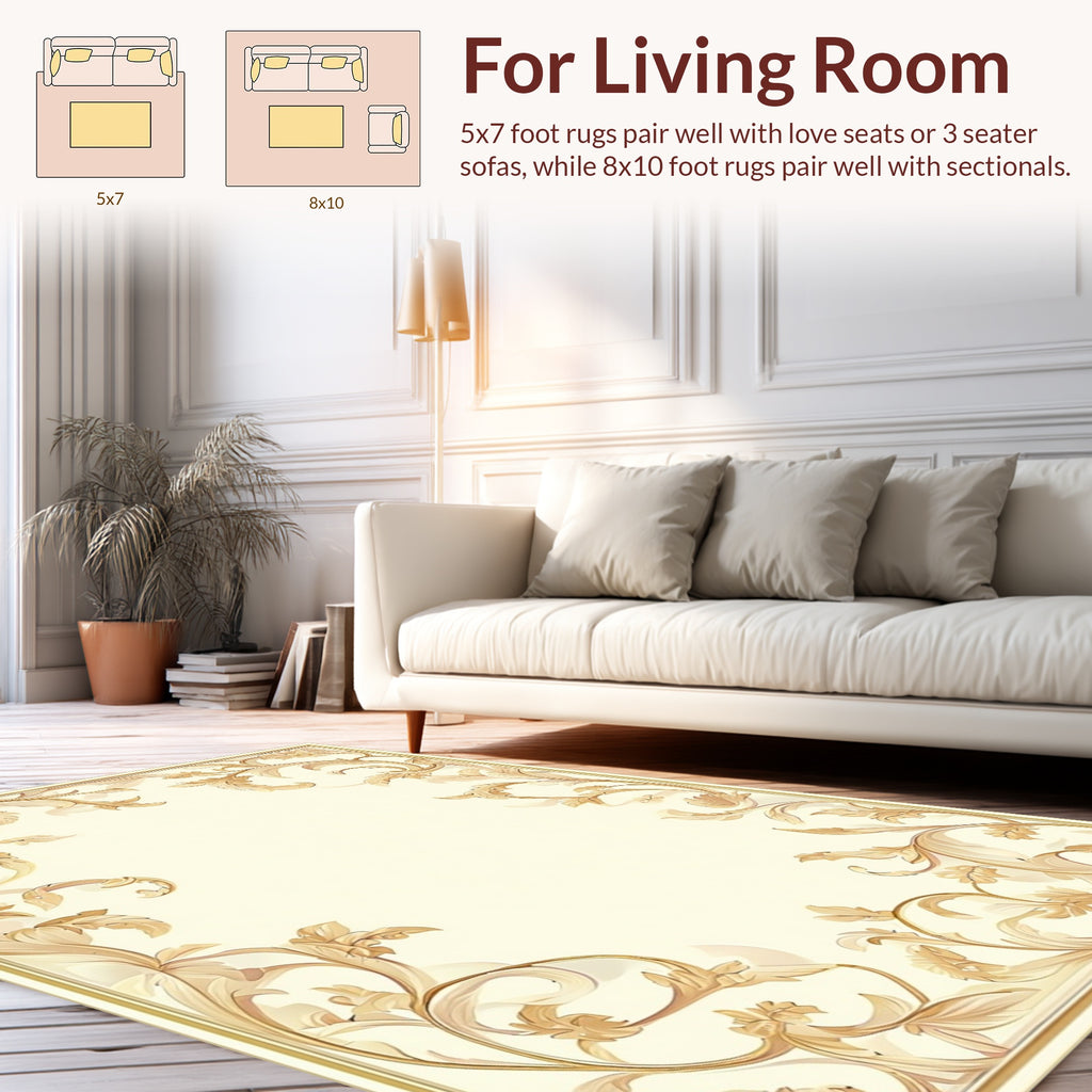 Ornate Regal Scrollwork Border Design Rug