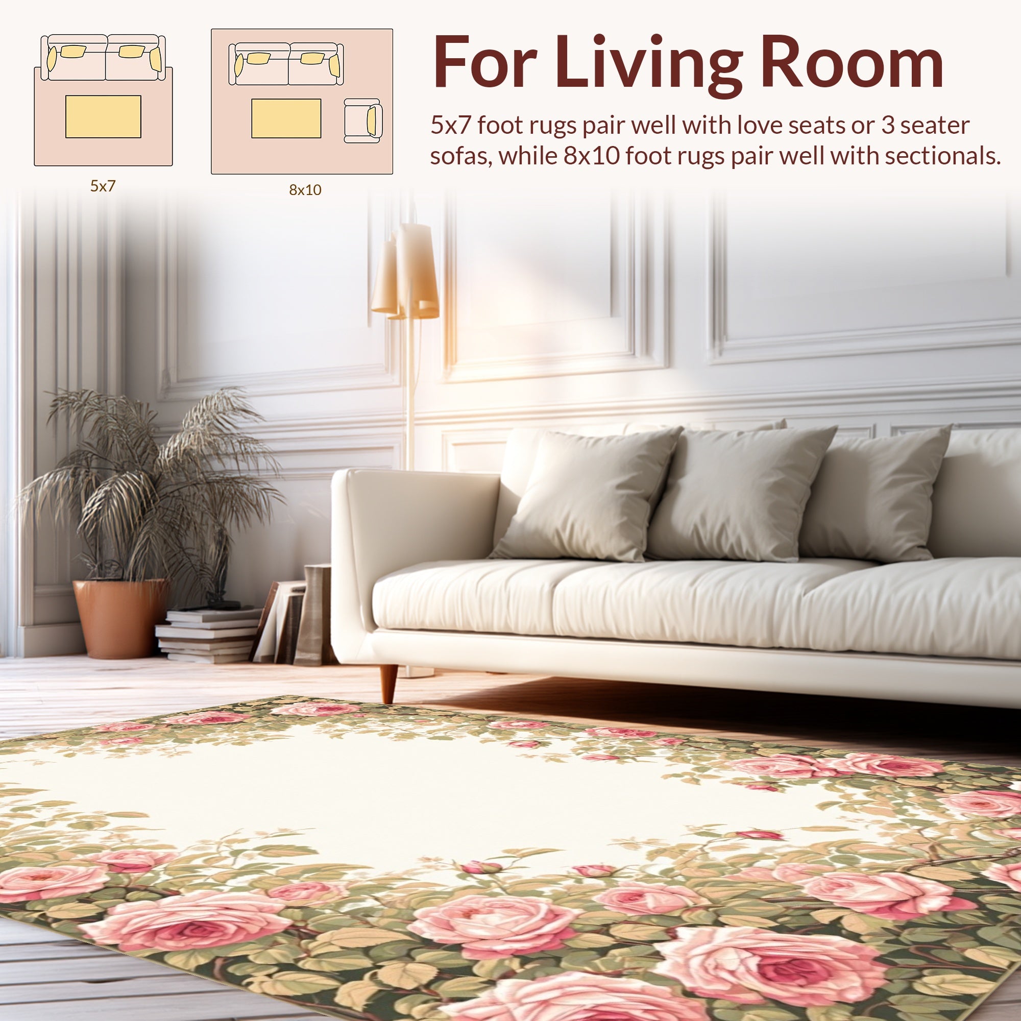Vintage Rose Garden Floral Design Rug