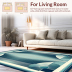 Art Deco Blue Geometric Burst Design Rug