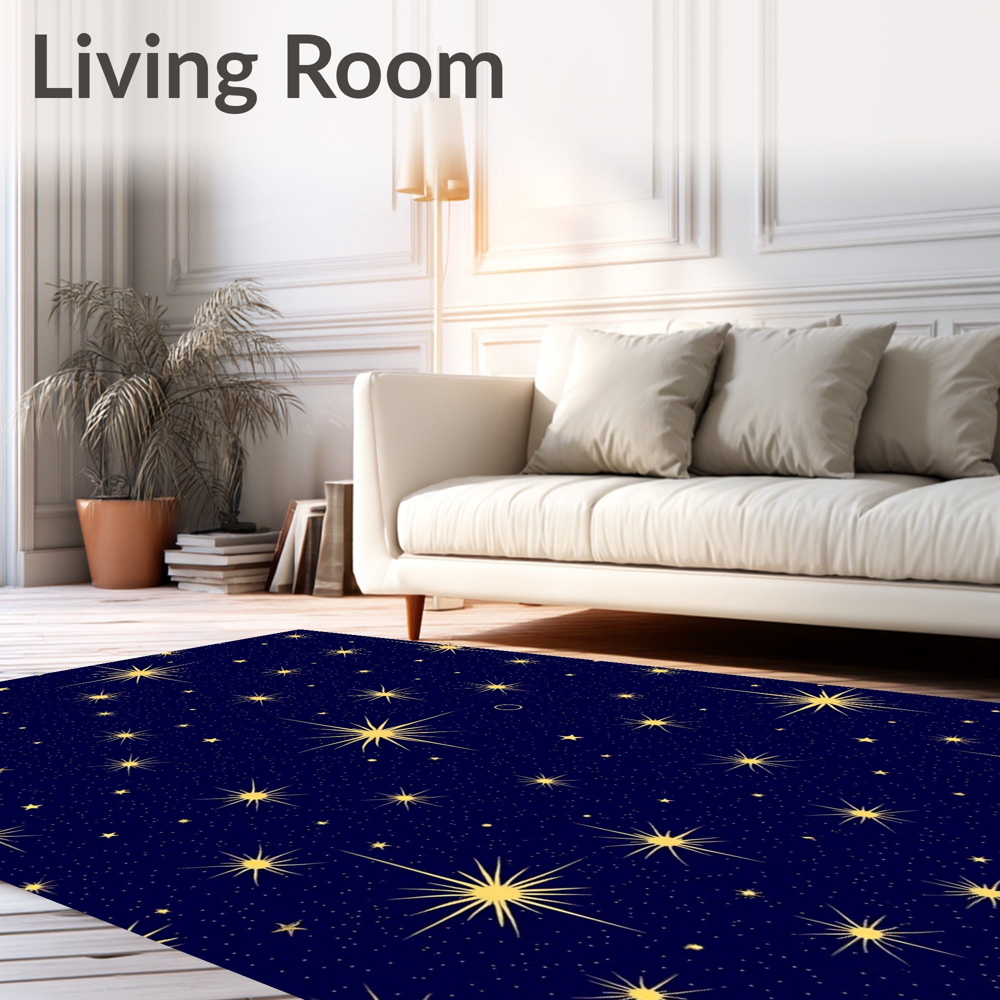 Golden Starry Night Sky Rug