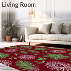 Crimson Needlework Floral Branch Rug