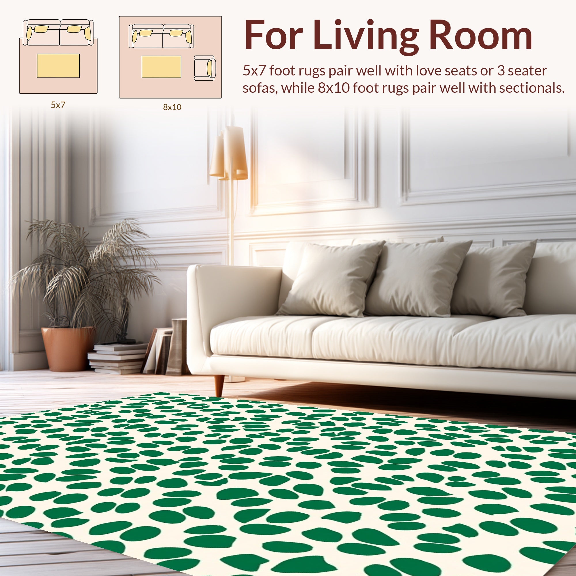 Green Pebble Scatter Abstract Pattern Rug
