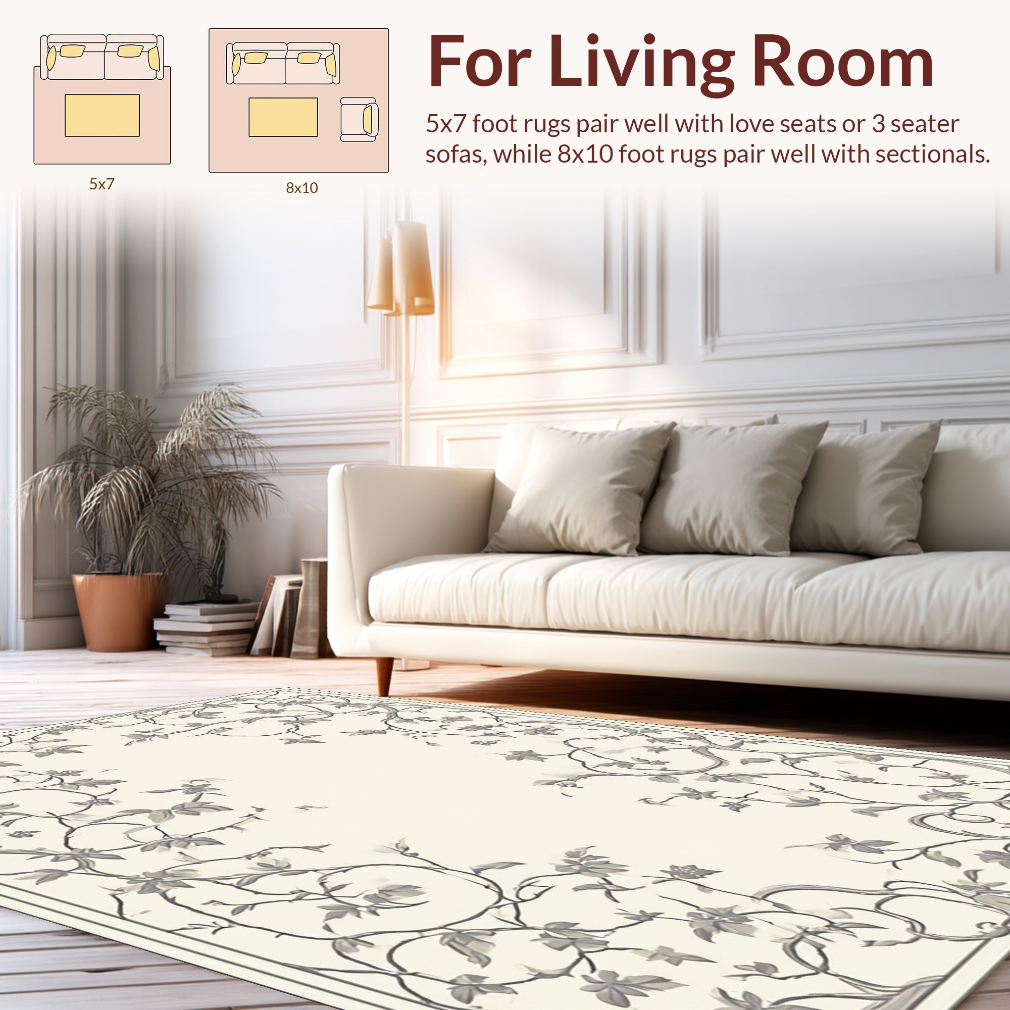 Vintage Floral Vine Pattern Rug