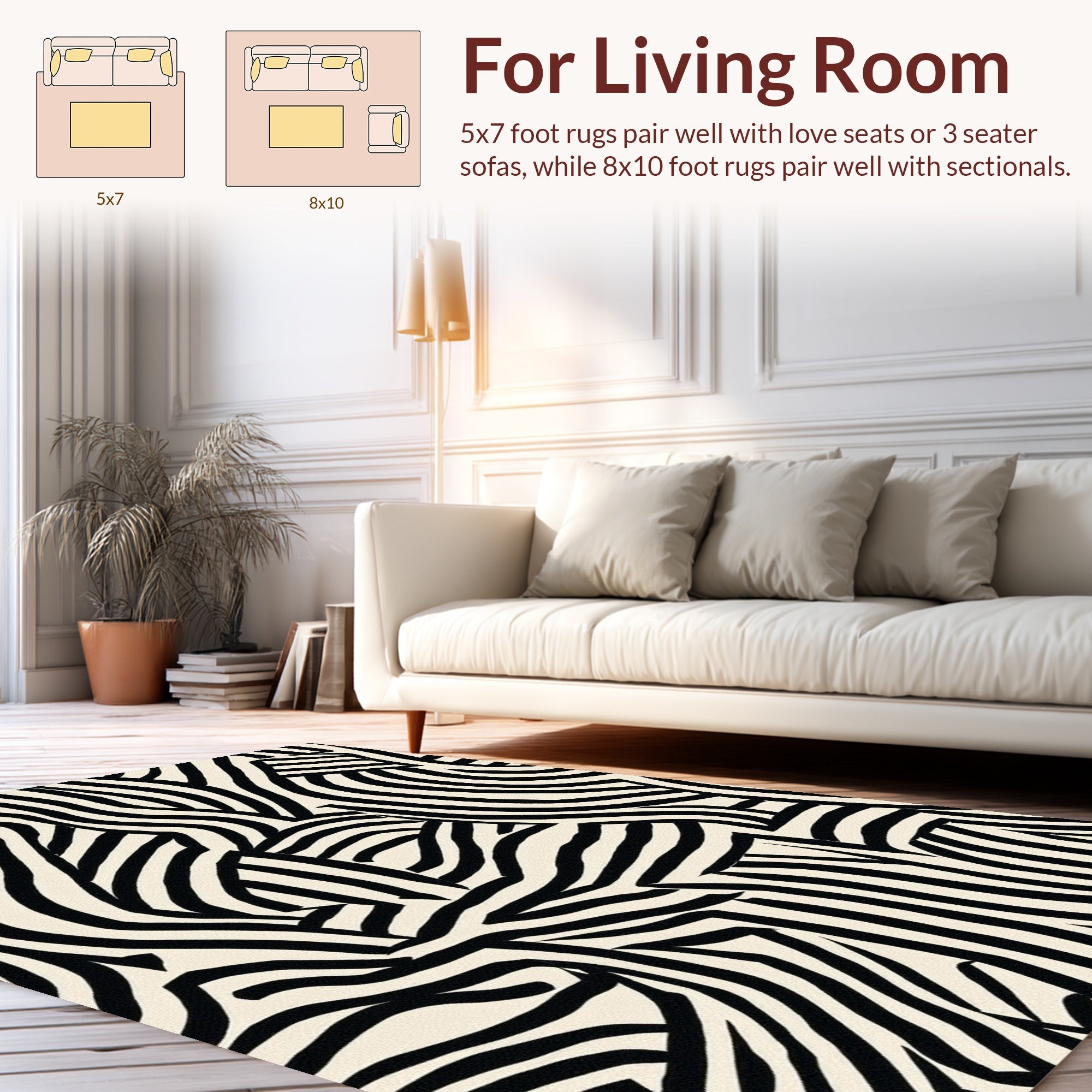 Abstract Black White Wave Pattern Rug