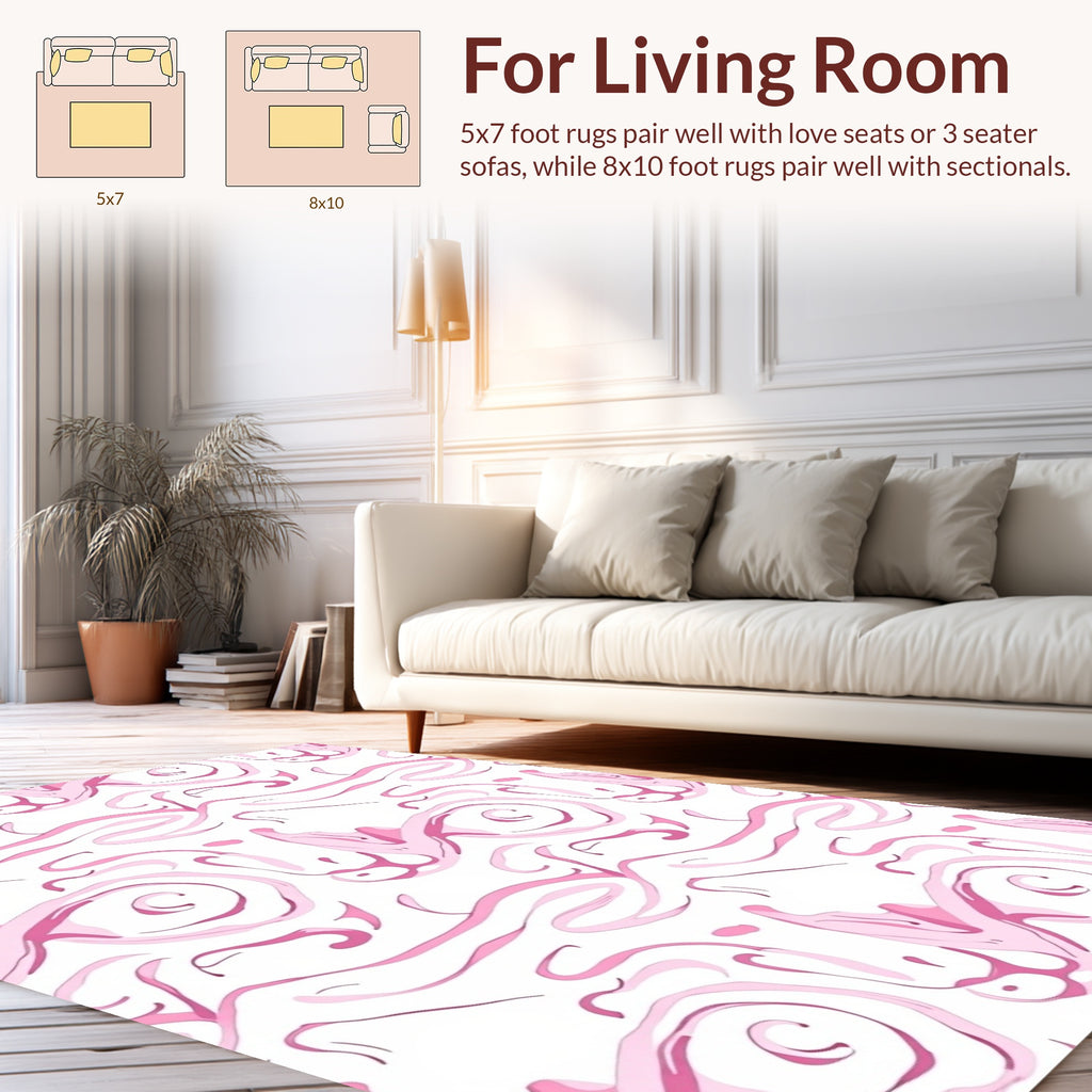Whimsical Pink Swirl Abstract Pattern Rug