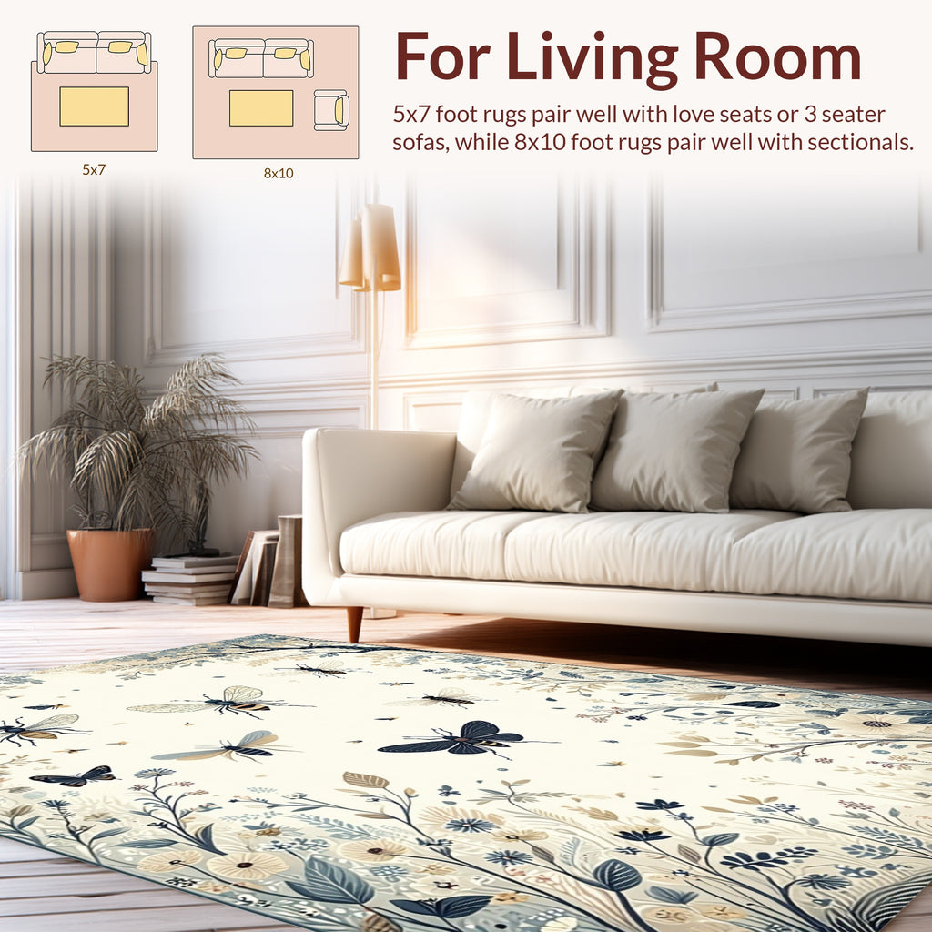 Nature Insects And Floral Pattern Rug