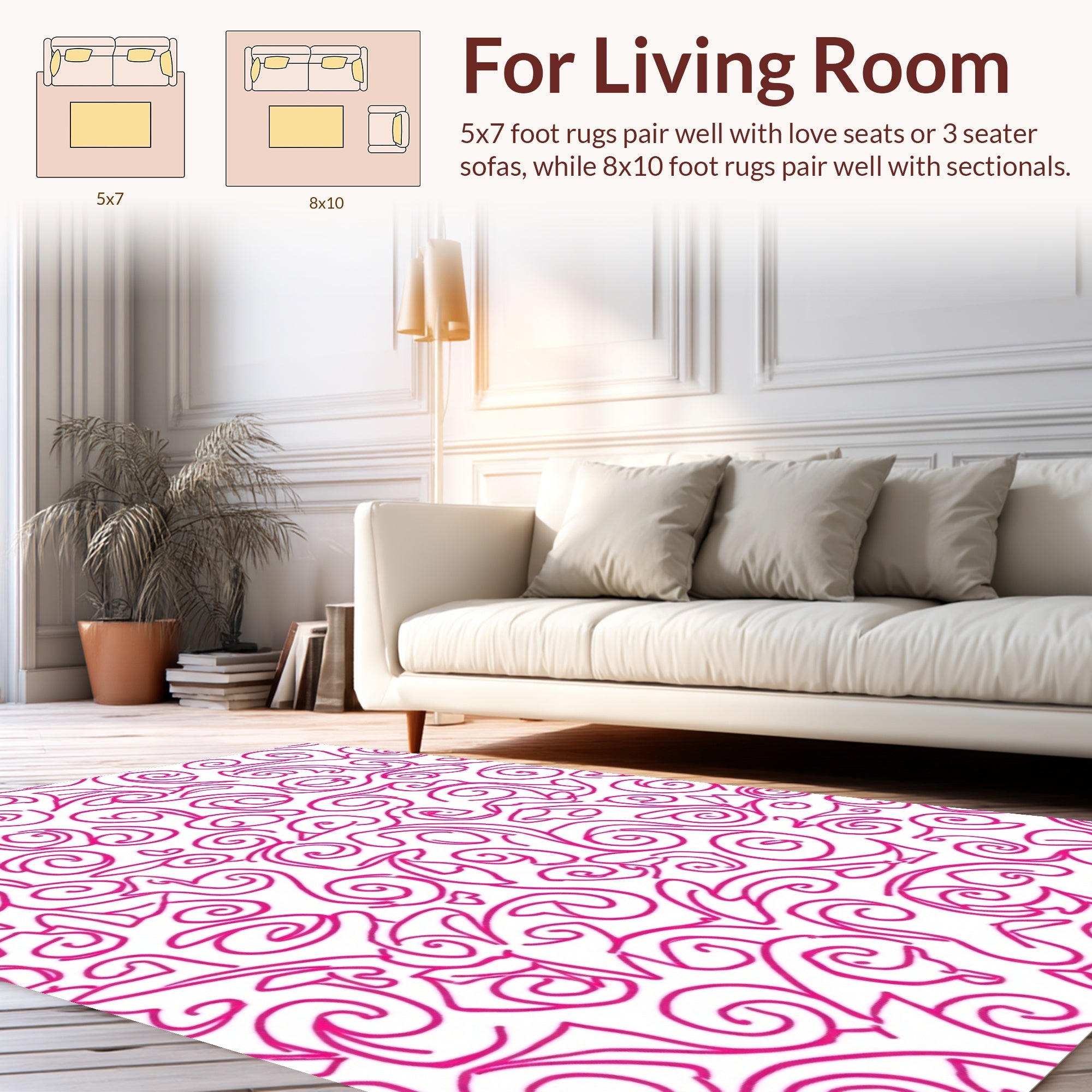Hot Pink Swirl Abstract Pattern Rug