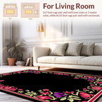 Floral Frame Vibrant Red Purple Design Rug