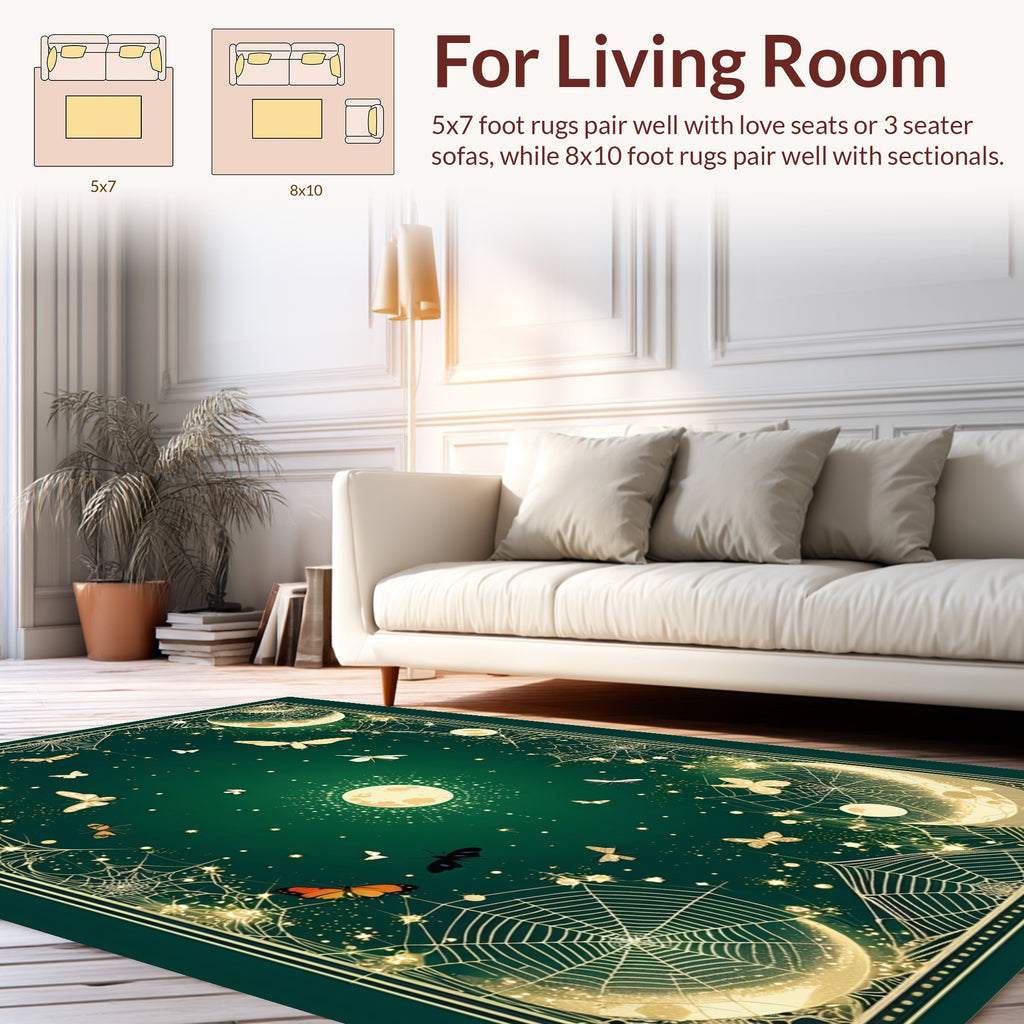 Mystical Moon Spiderweb Butterfly Design Rug