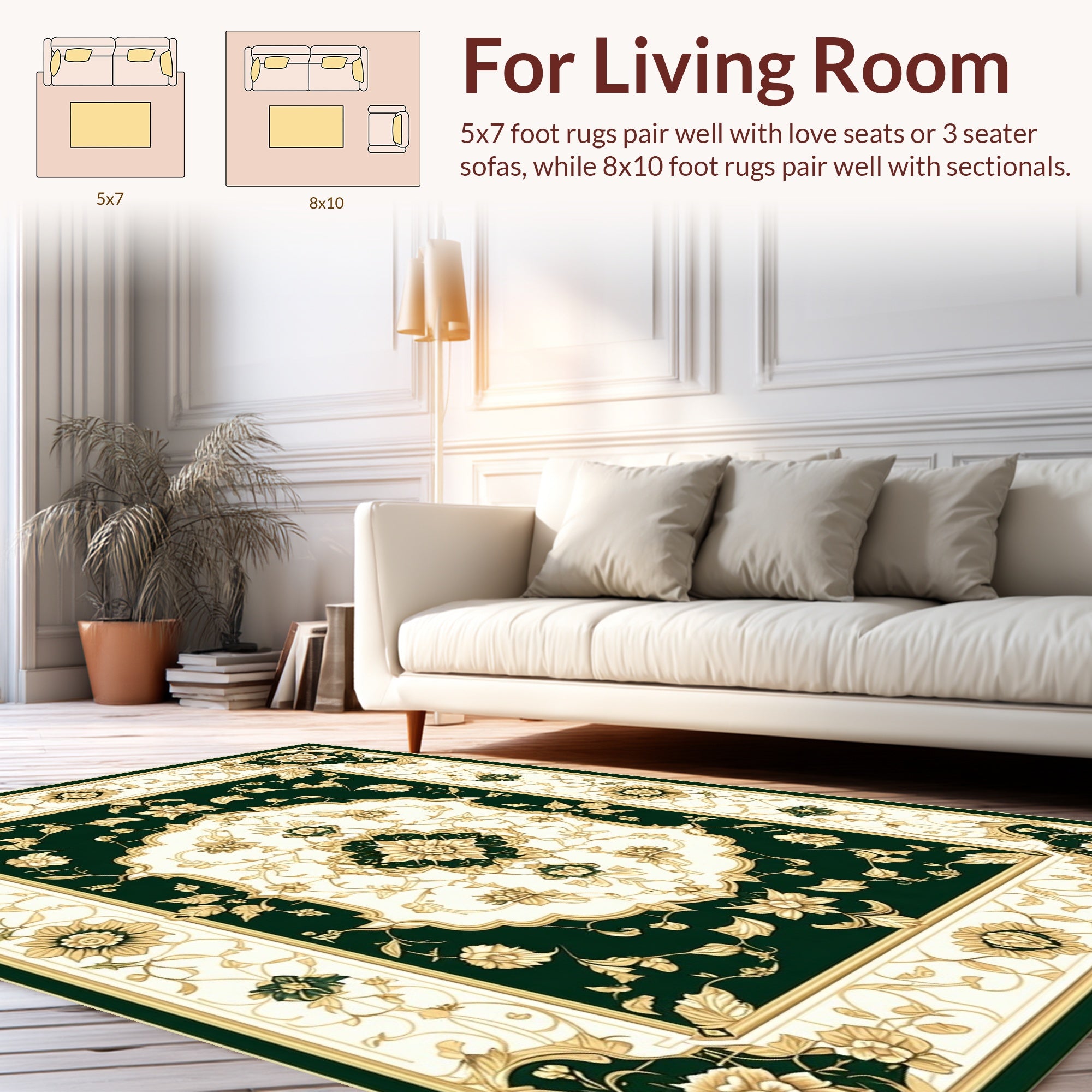 Classic Floral Swirls Repeating Pattern Rug
