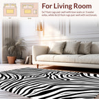 Bold Black White Animalistic Stripes Rug