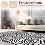 Abstract Black White Swirl Pattern Rug
