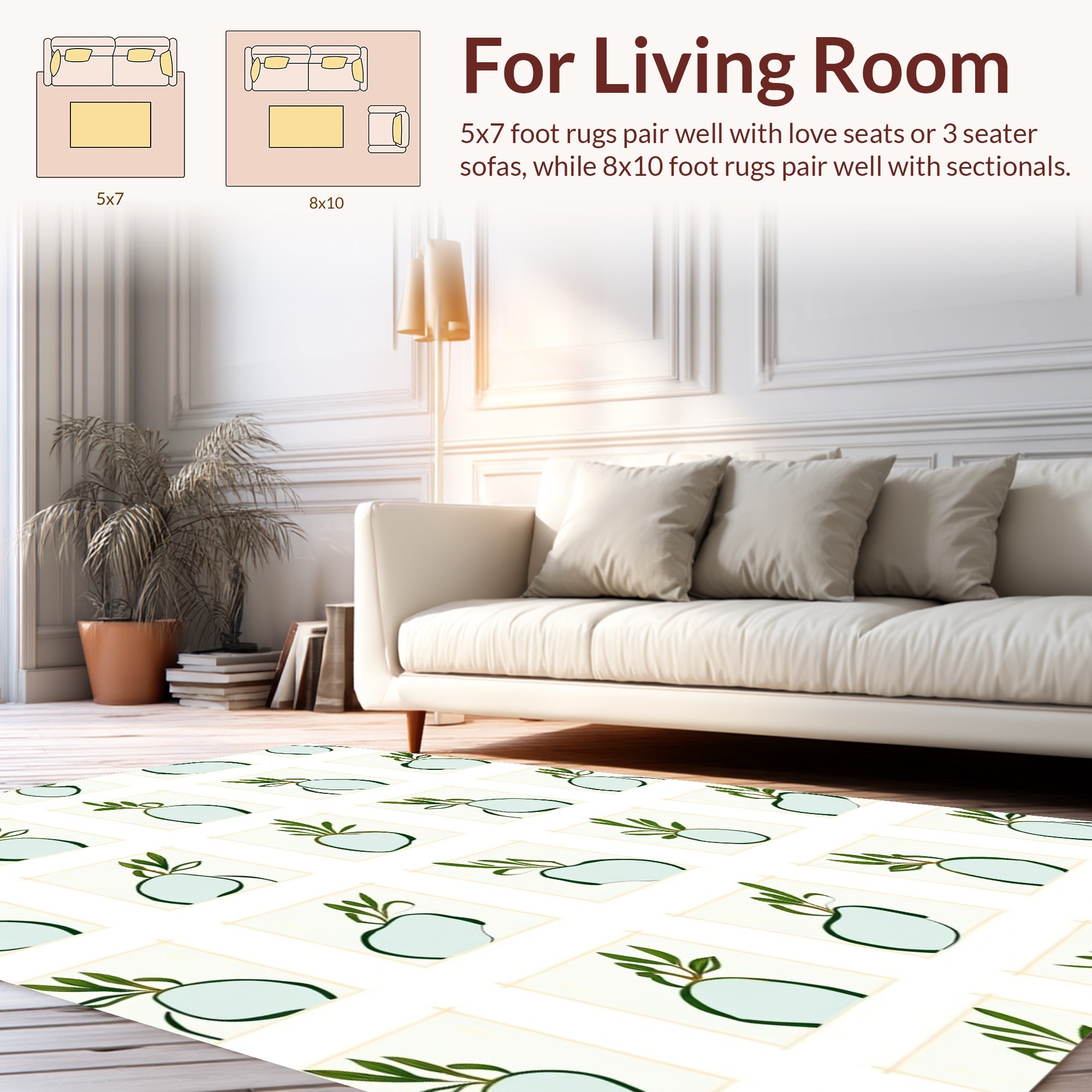 Whimsical Organic Botanical Pattern Rug