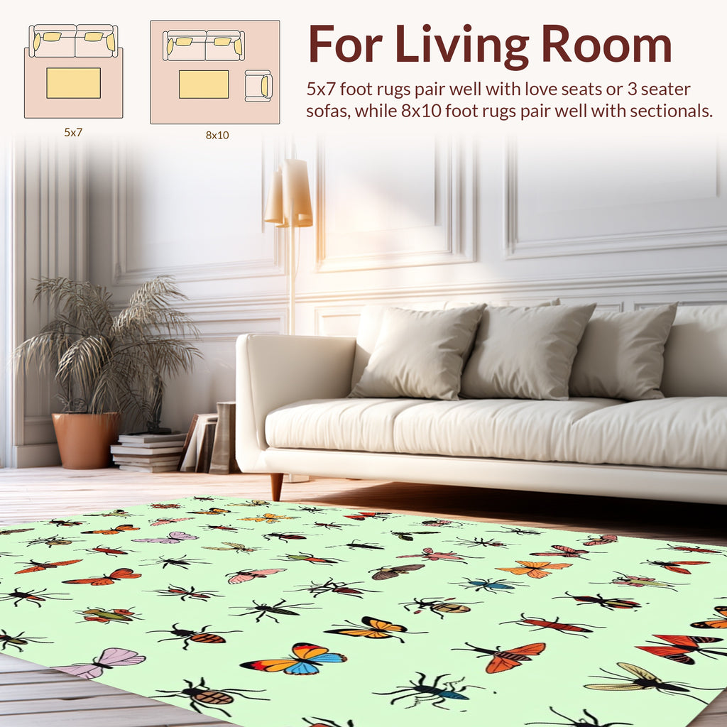 Whimsical Insect Collage Pattern Rug