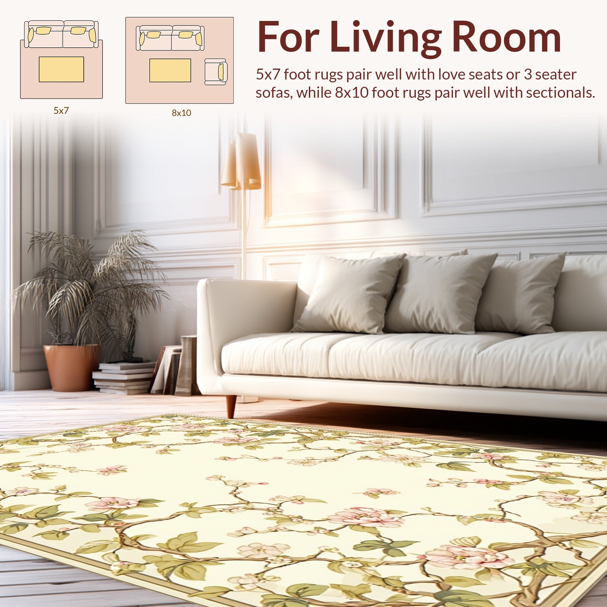 Vintage Pink Blossom Vine Design Rug