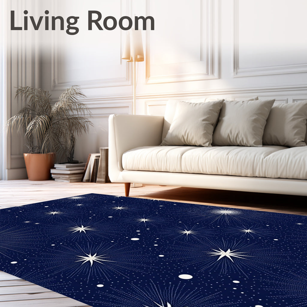 Cosmic Navy Starburst Sparkle Rug
