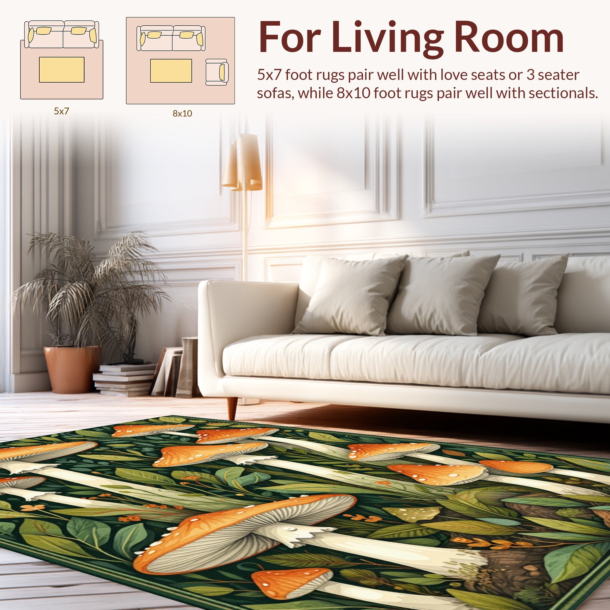 Enchanted Forest Mushroom Pattern Rug