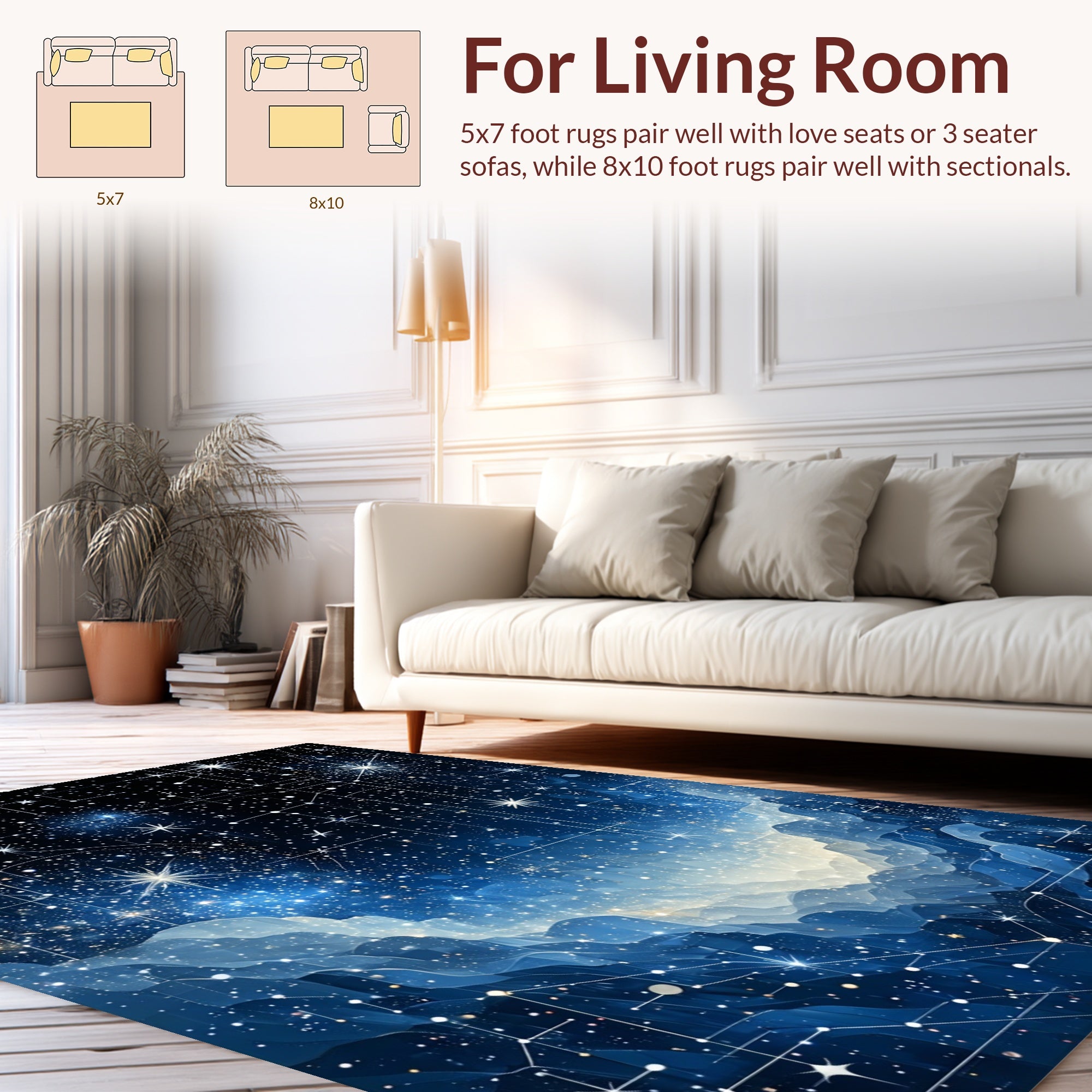 Cosmic Blue Starry Network Landscape Rug