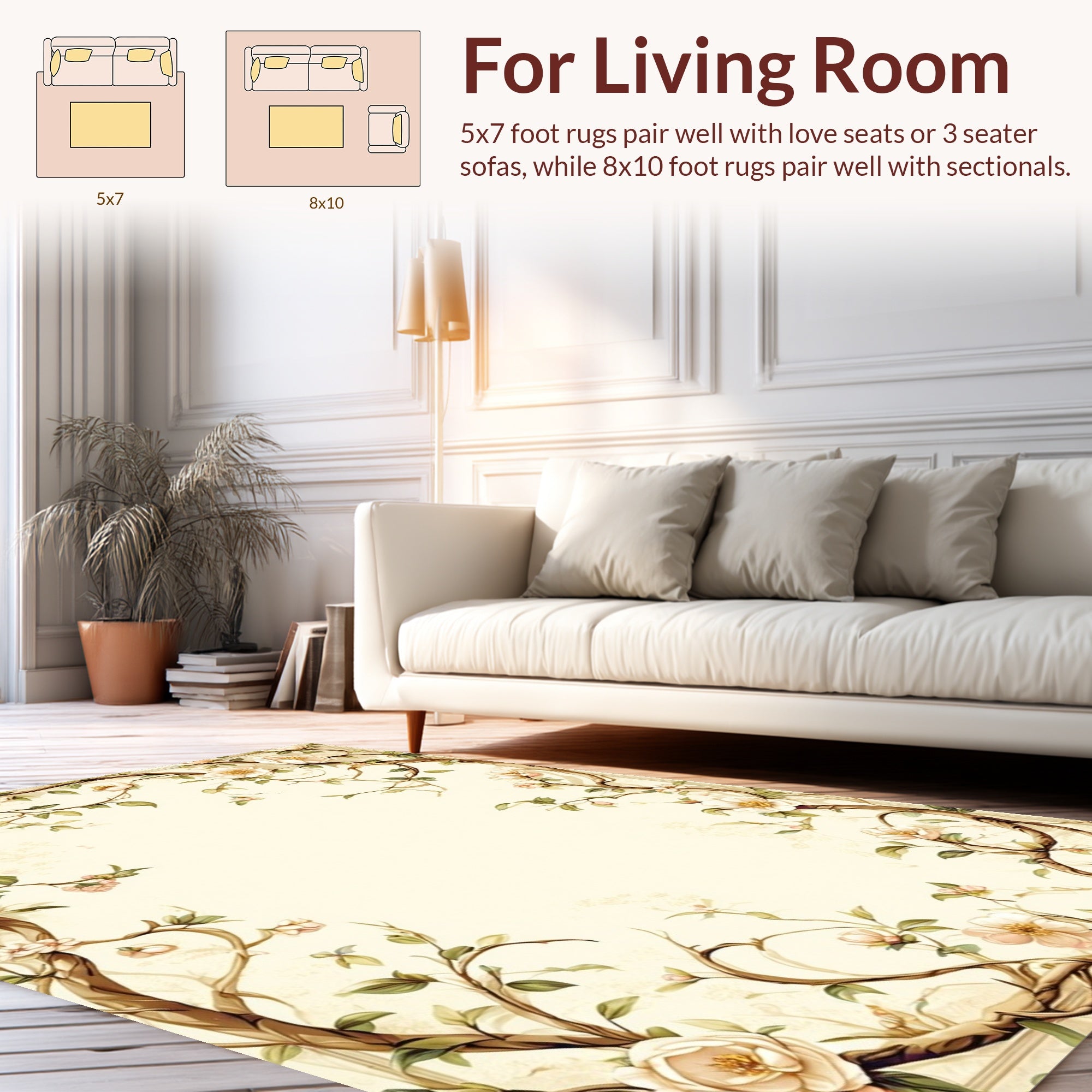 Vintage Floral Vine Pattern Rug