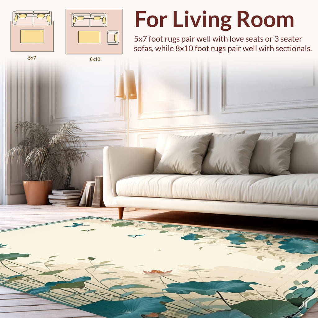 Dragonflies and Lotus Pond Scenic Rug