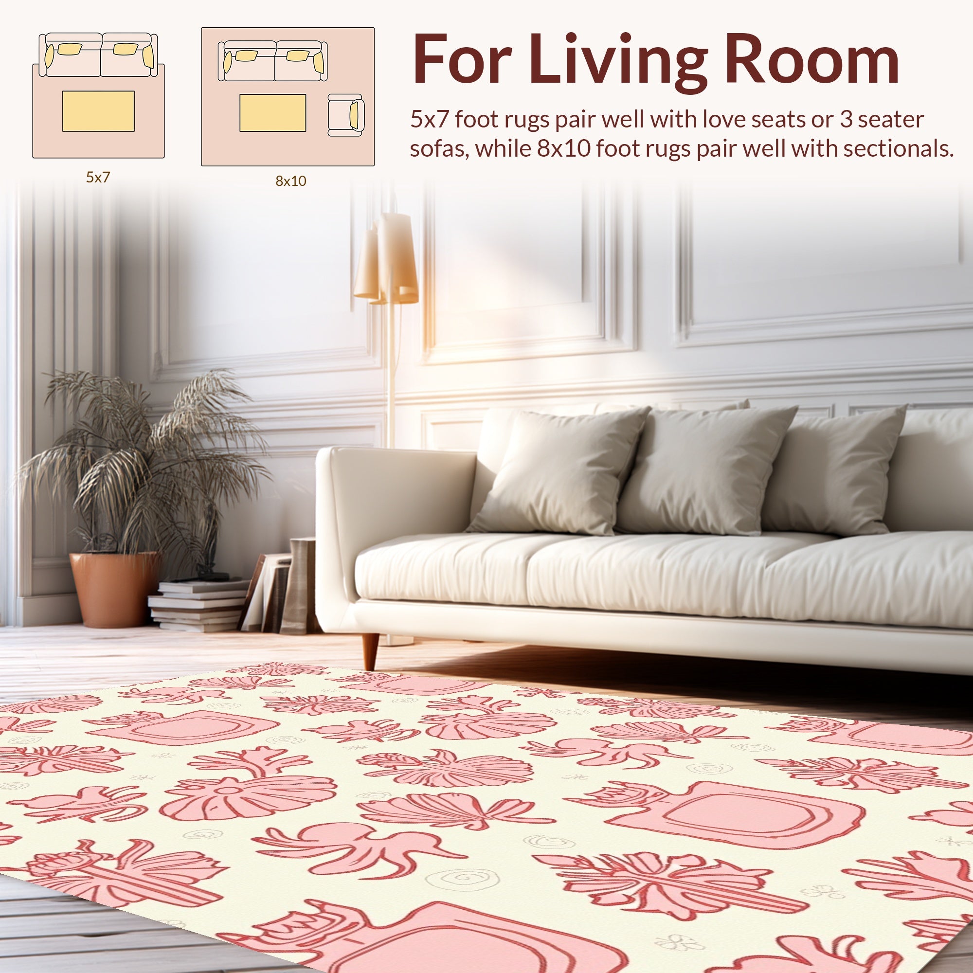 French Perfume Bottle Botanical Pattern Rug