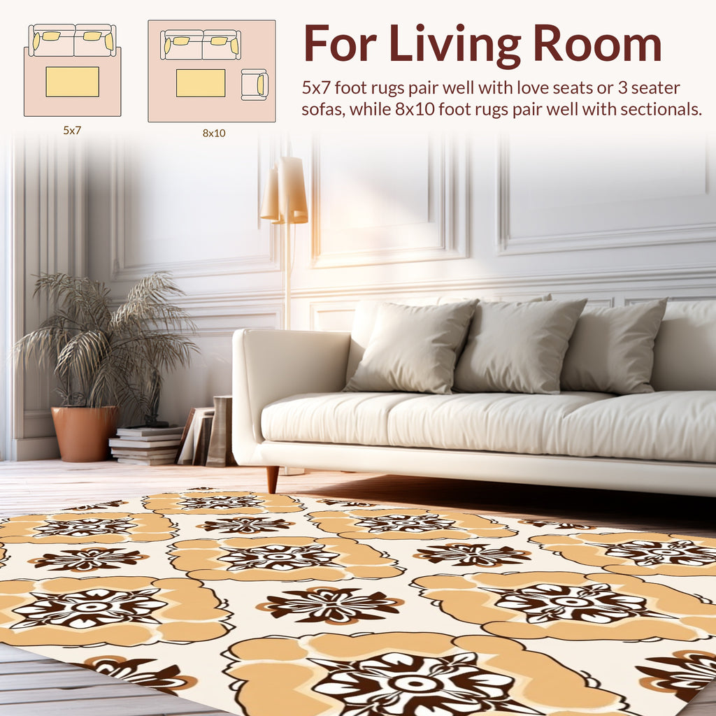 Ornate Floral Geometric Arrangement Rug