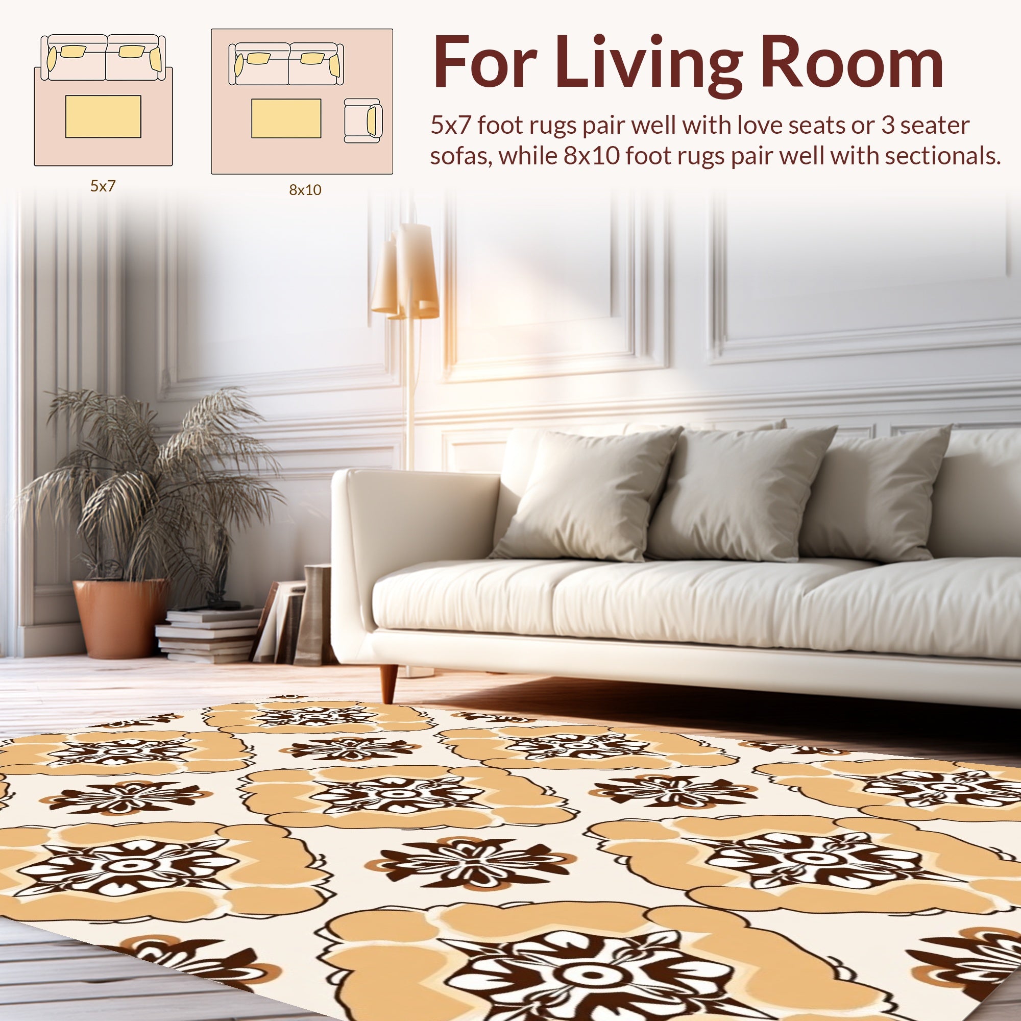 Ornate Floral Geometric Arrangement Rug