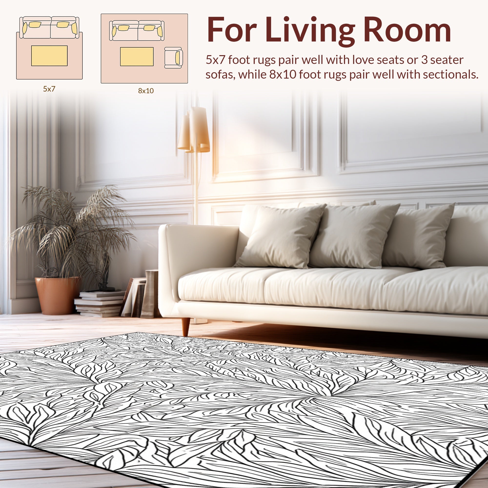 Botanical Leaf Pattern Design Rug