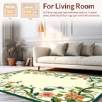 Green Vine Floral Pattern Rug