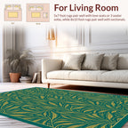 Green Gold Botanical Art Nouveau Rug