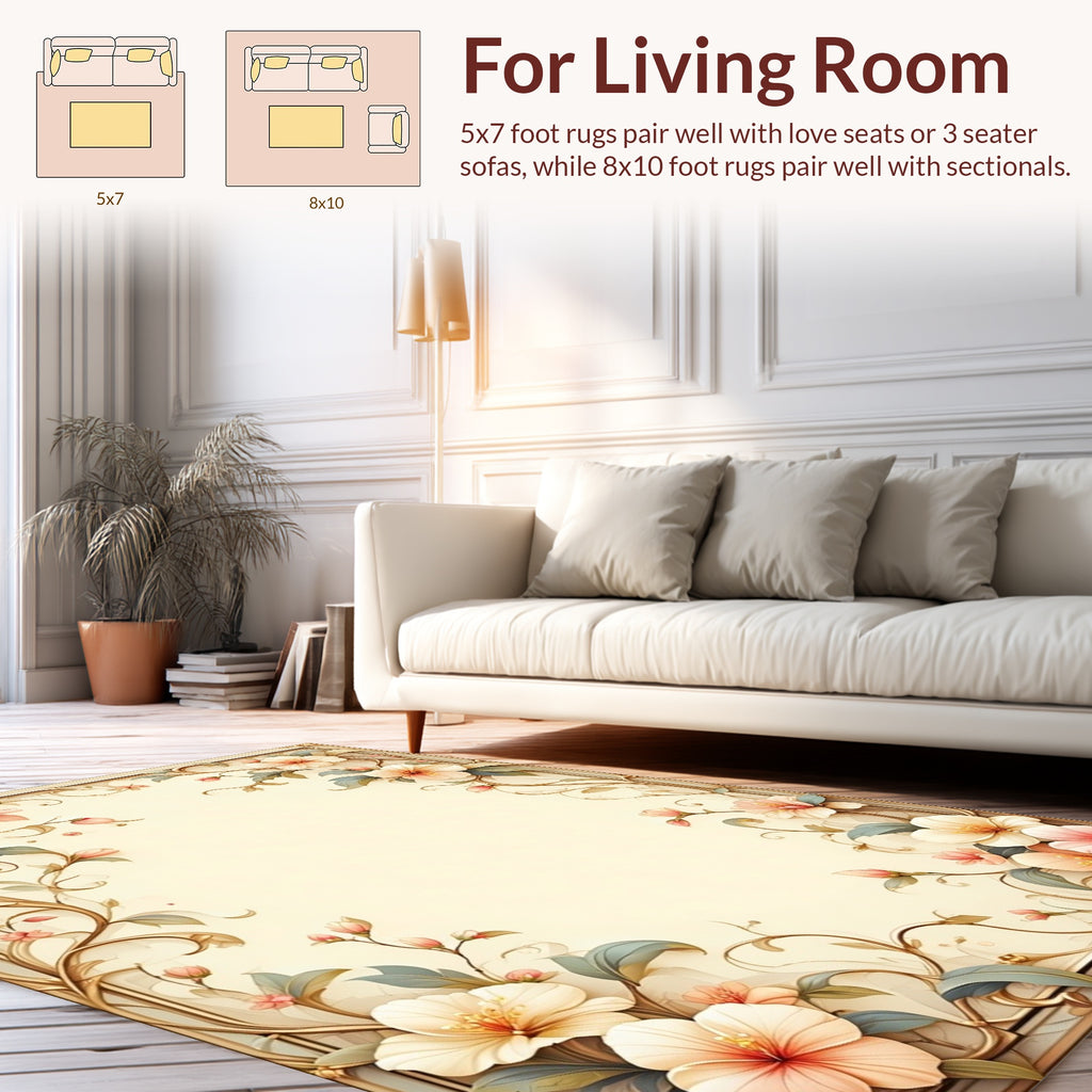 Floral Vine and Leaf Pattern Rug
